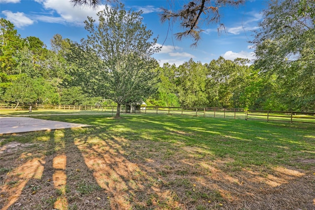 view of yard with a rural view