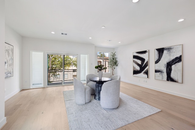 dining area featuring light hardwood / wood-style flooring