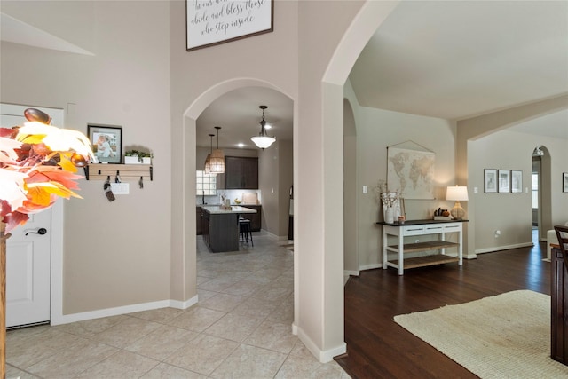 foyer entrance featuring light wood-type flooring