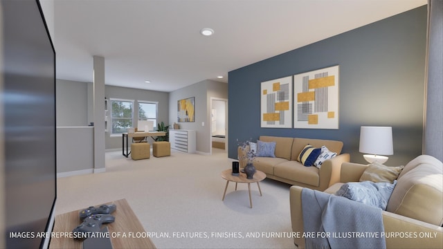 living room featuring carpet flooring