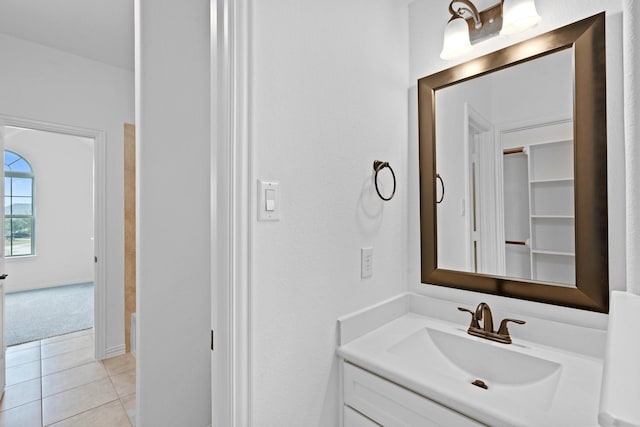 bathroom with vanity and tile patterned floors