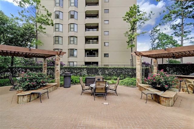 view of patio / terrace featuring a pergola