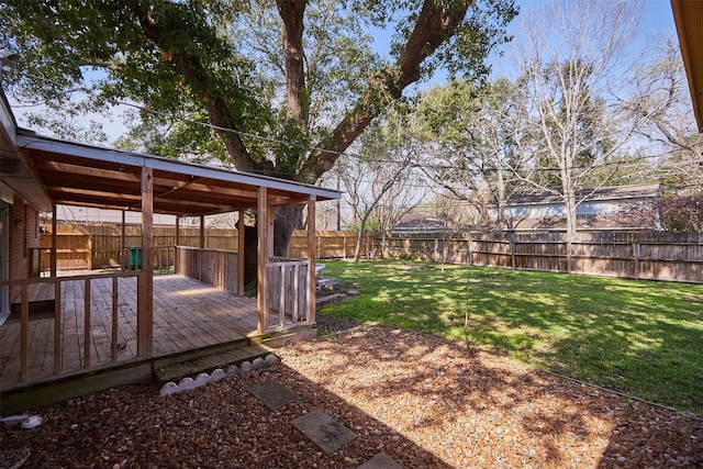 view of yard featuring a deck