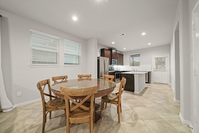 dining area with sink