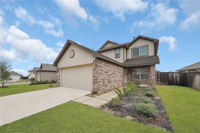 view of front of house with a garage and a front yard