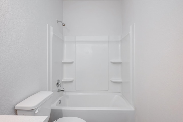 full bathroom with vanity, shower / bathtub combination, and toilet