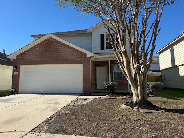 view of front property with a garage