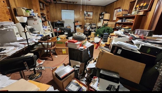 office with wooden walls