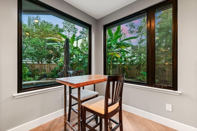 dining space featuring light hardwood / wood-style flooring