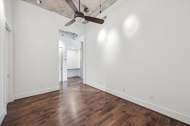1714 Ashland Unit 303, Houston, TX 77008 - interior space with baseboards, visible vents, a ceiling fan, and dark wood-type flooring