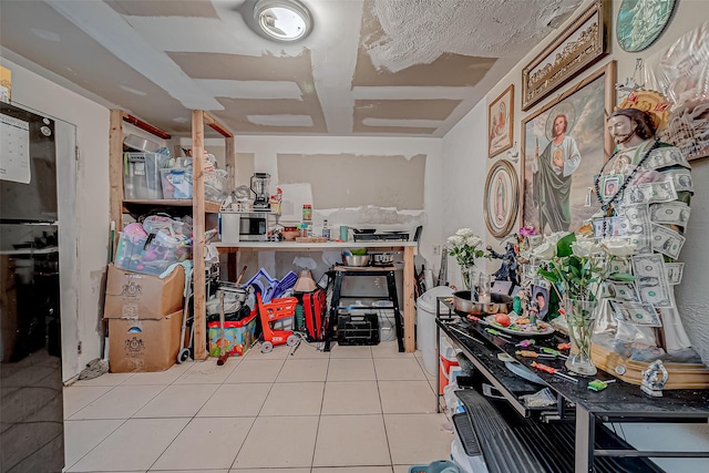 interior space featuring light tile patterned floors