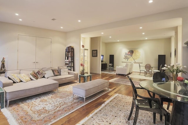 living room with wood-type flooring