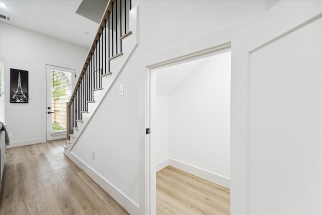 foyer entrance featuring light wood-type flooring