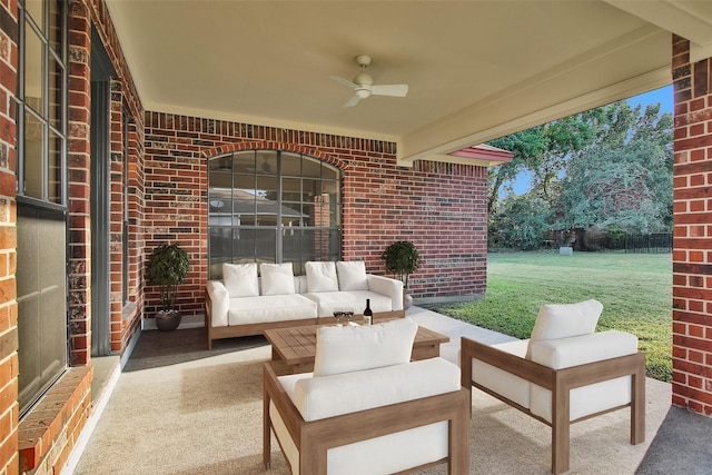 view of patio / terrace with outdoor lounge area and ceiling fan