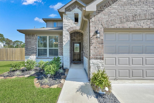 property entrance with a garage