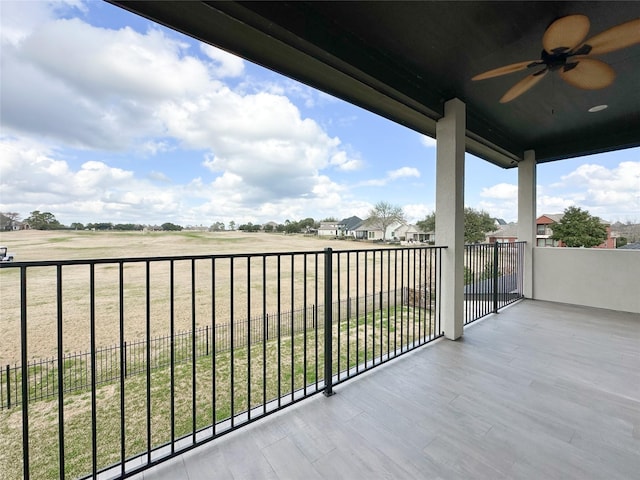 balcony with ceiling fan