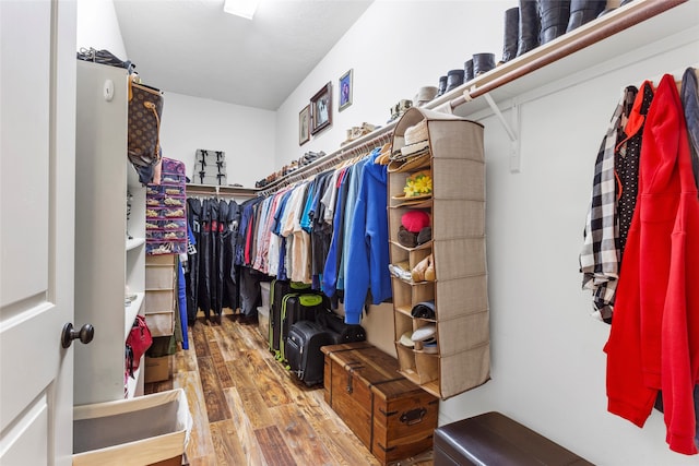 spacious closet featuring wood finished floors