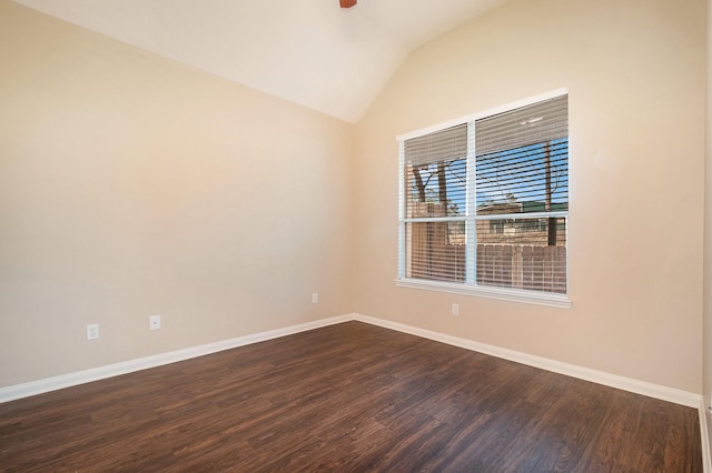 11430 Alcott Dr, Montgomery, TX 77356 - spare room with ceiling fan, dark wood-type flooring, and lofted ceiling