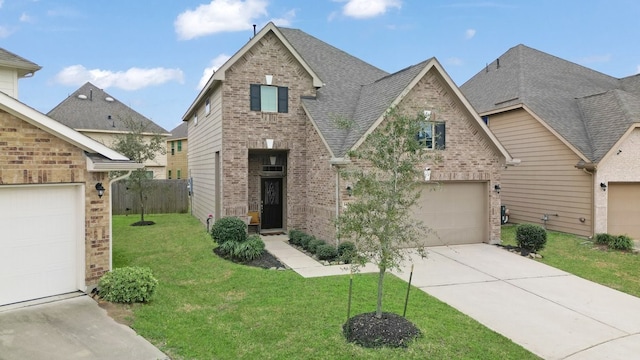 view of front of property with a front lawn