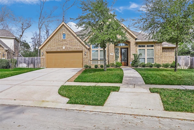 view of front facade featuring a garage and a front yard