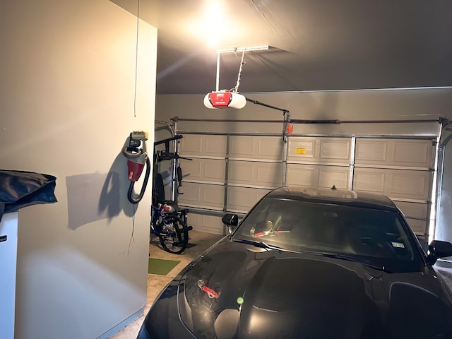 garage with a garage door opener