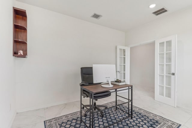 office space with french doors