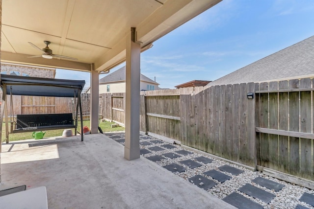 view of patio with ceiling fan