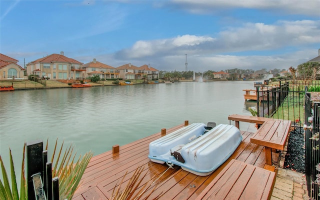 dock area featuring a water view