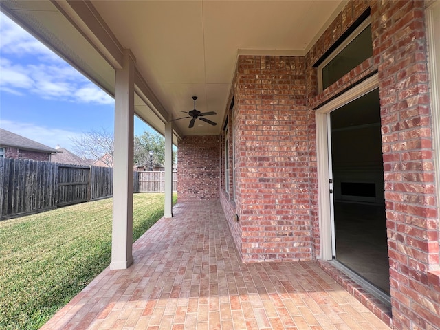 view of patio with ceiling fan