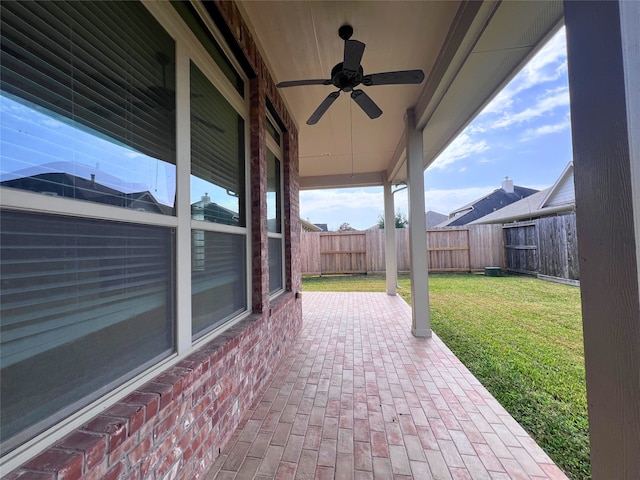 view of patio with ceiling fan