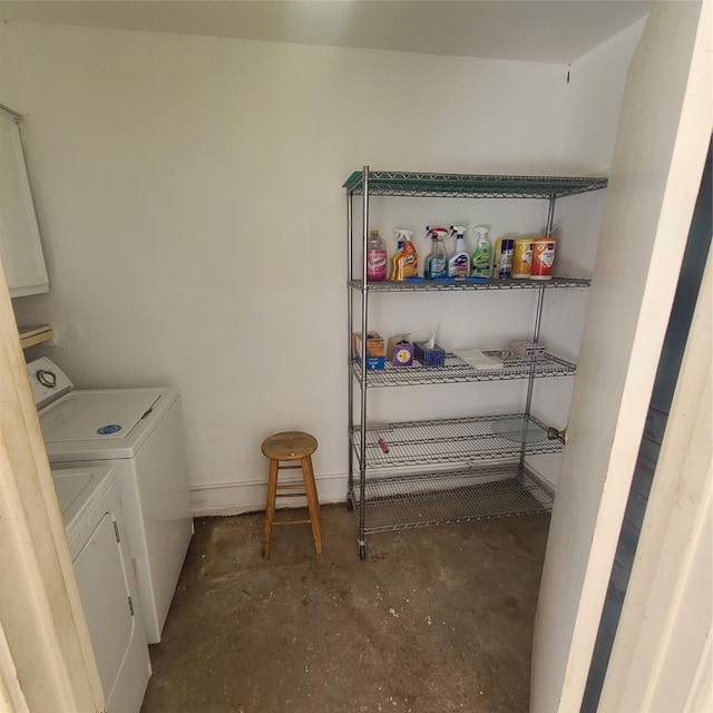 clothes washing area with independent washer and dryer