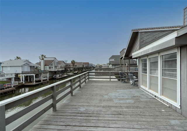 deck with a water view