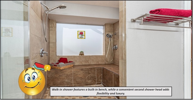 bathroom featuring a tile shower