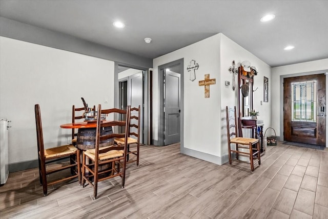 308 Lakeshore S, Onalaska, TX 77360 - dining room with baseboards, recessed lighting, and light wood-type flooring