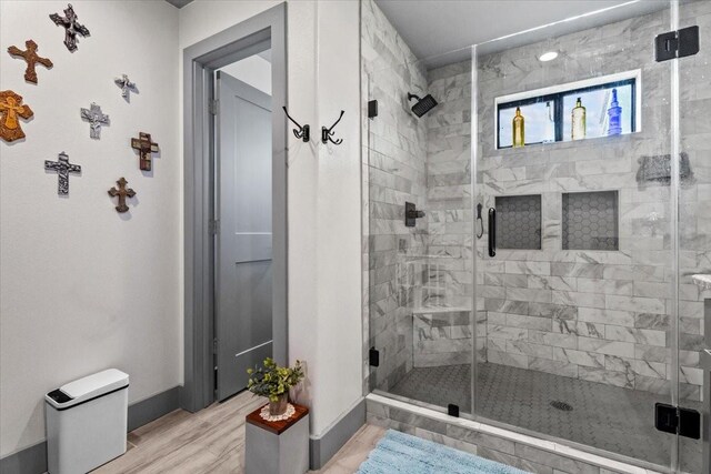 308 Lakeshore S, Onalaska, TX 77360 - bathroom with baseboards and a stall shower