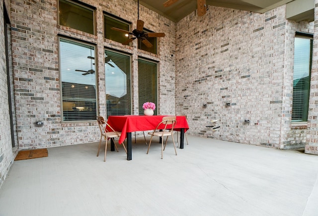 view of patio with ceiling fan