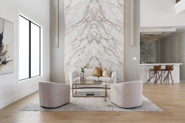 sitting room featuring wood finished floors