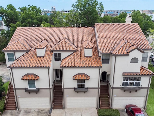 view of front of property with a garage