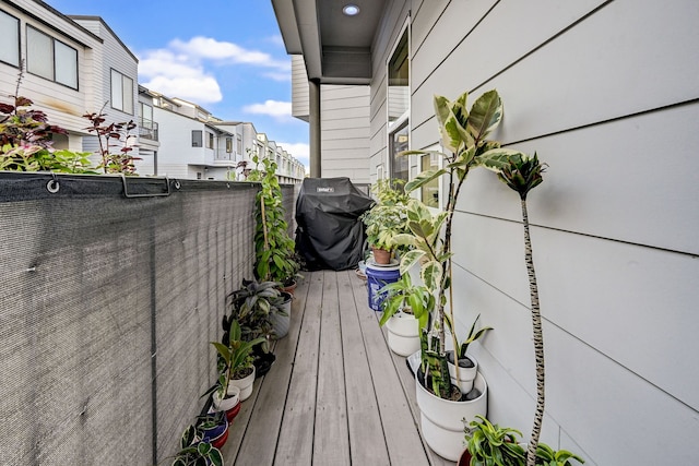 balcony featuring area for grilling