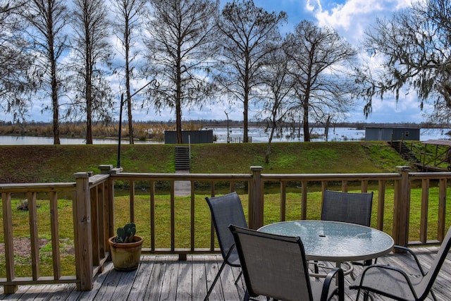 29331 County Rd 25, Damon, TX 77430 - wooden terrace featuring a yard and a water view