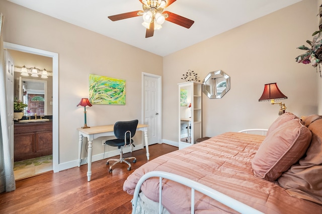 bedroom with wood-type flooring