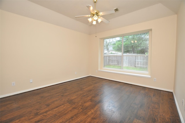 9210 Hidden Lake E Lake E, Magnolia, TX 77354 - empty room with baseboards, dark wood-style flooring, and a ceiling fan