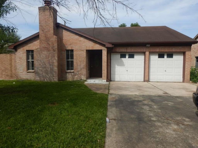 ranch-style house with a front lawn