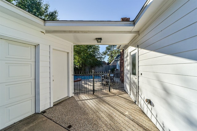 exterior space featuring a fenced in pool