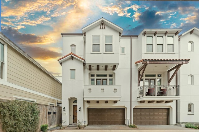 view of front of house with a garage