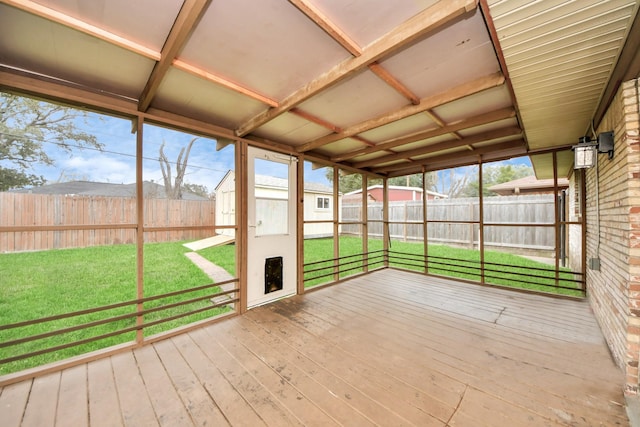 view of unfurnished sunroom