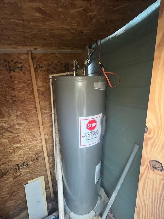 utility room with water heater