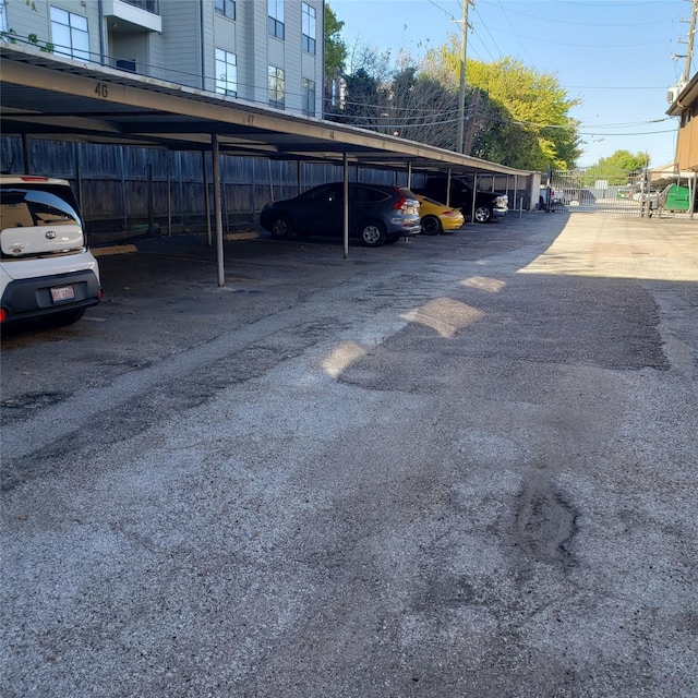 view of car parking with a carport