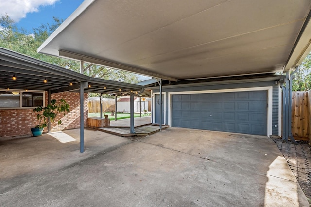 exterior space with a garage