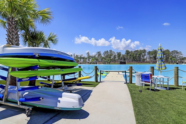 dock area featuring a water view